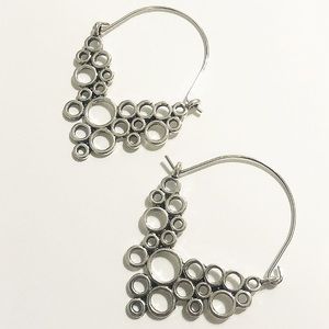 🆕 Geo Round Hollow bubble Silver Drop earrings
